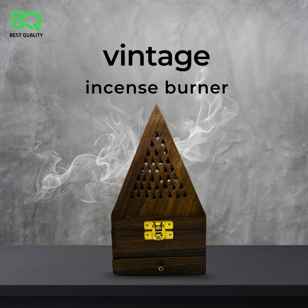 Vintage Wooden Pyramid Incense Burner | Handcrafted Lattice Bakhoor Burner | Arabian Home Decor