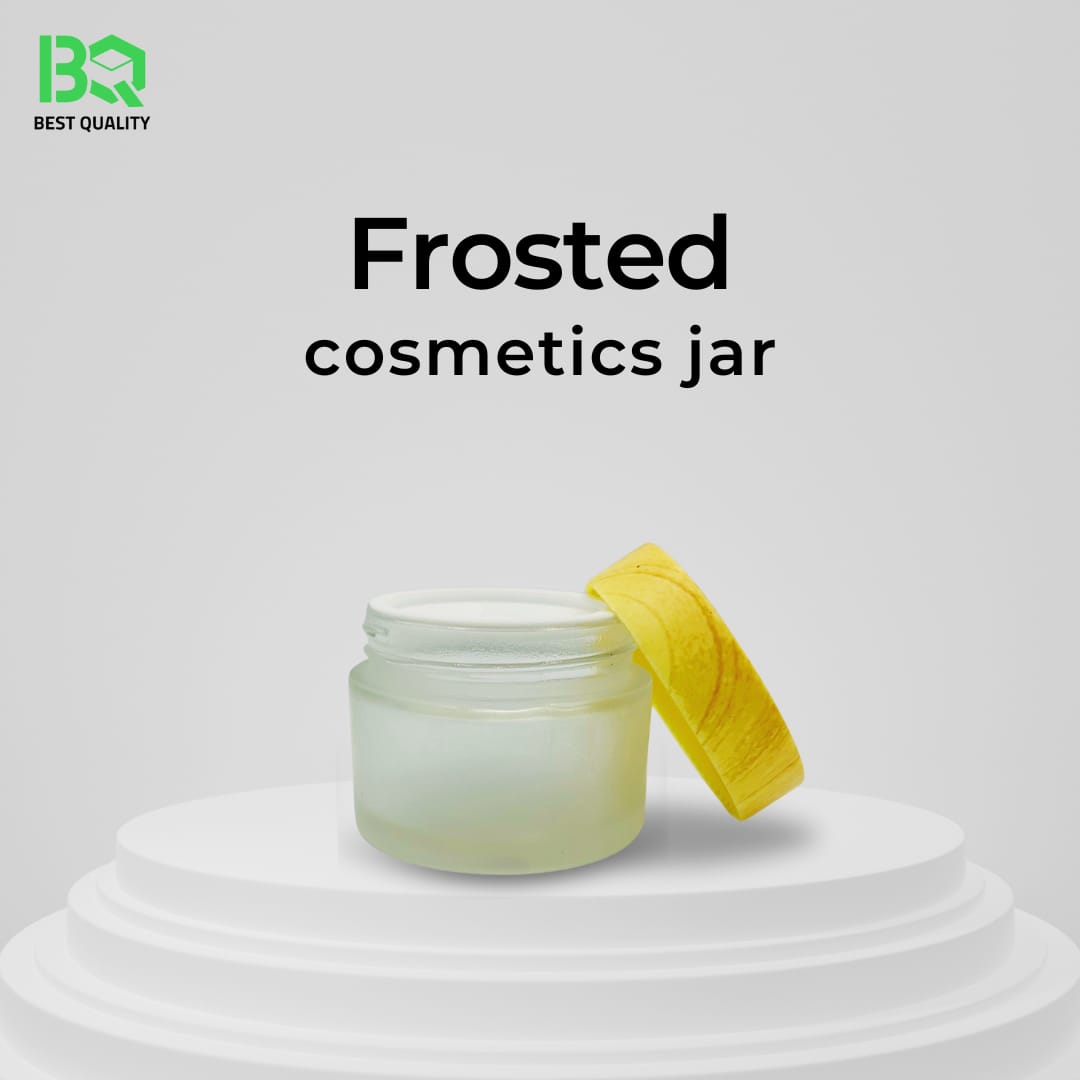 Frosted Cosmetic Jar with Yellow Lid | Fresh & Natural Skincare Packaging