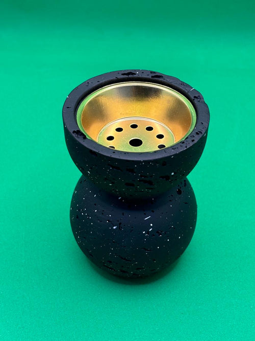 Black Galaxy Bakhoor Burner – Matte Stone Mabkhara with Gold Brass Bowl | Arabic Incense Burner