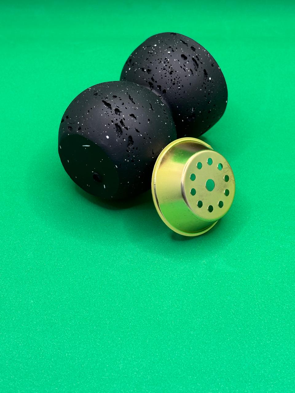 Black Galaxy Bakhoor Burner – Matte Stone Mabkhara with Gold Brass Bowl | Arabic Incense Burner