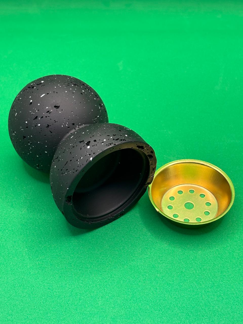 Black Galaxy Bakhoor Burner – Matte Stone Mabkhara with Gold Brass Bowl | Arabic Incense Burner