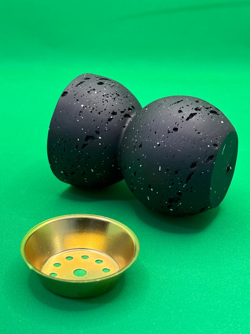 Black Galaxy Bakhoor Burner – Matte Stone Mabkhara with Gold Brass Bowl | Arabic Incense Burner