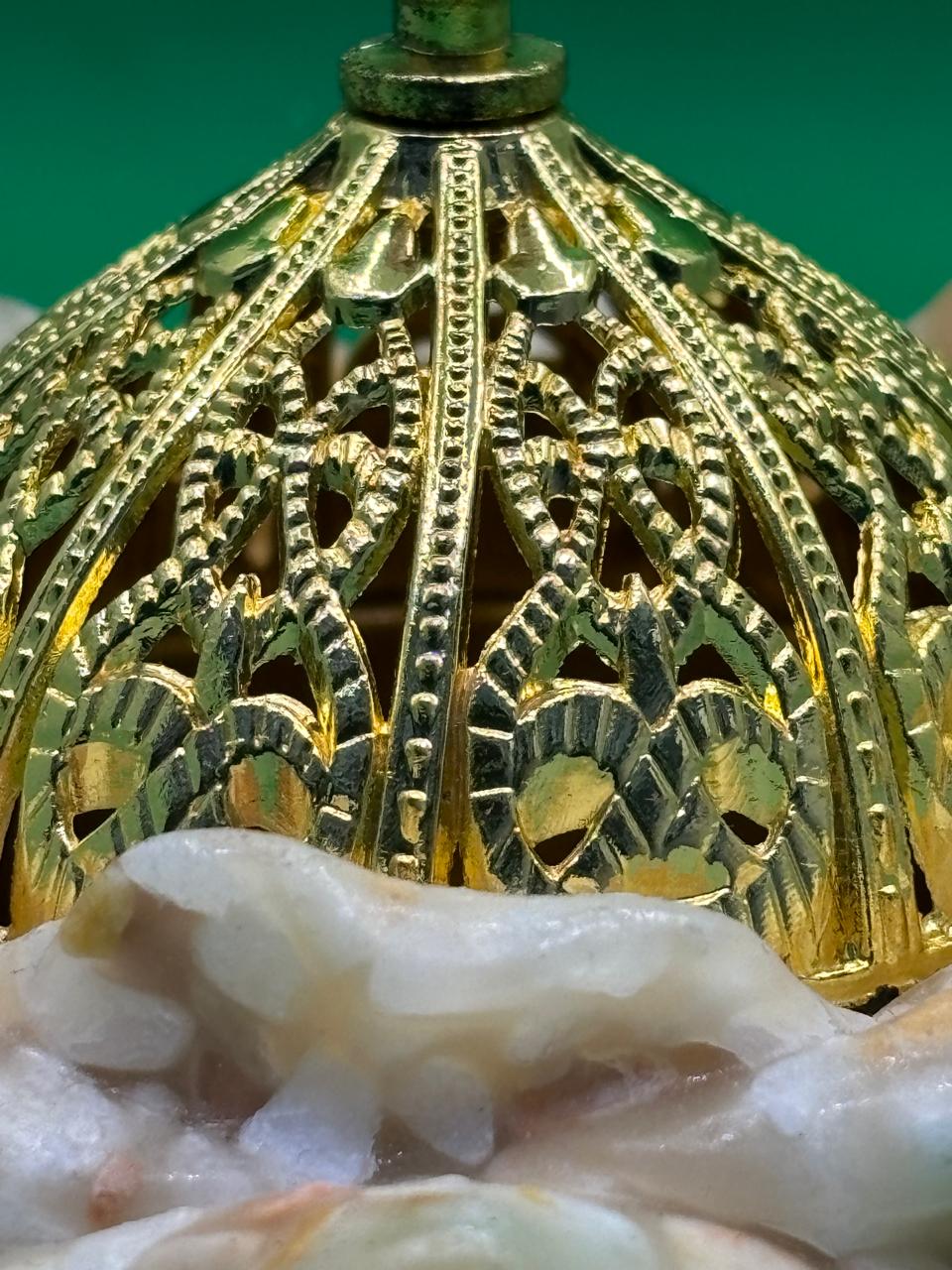 Rose Petal Bakhoor Burner – Arabic Incense Burner with Gold Brass Bowl & Decorative Lid (Mabkhara)