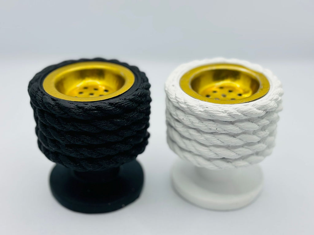Rope Texture Bakhoor Burner – Black & White Mabkhara with Gold Brass Bowl | Nautical Aesthetic