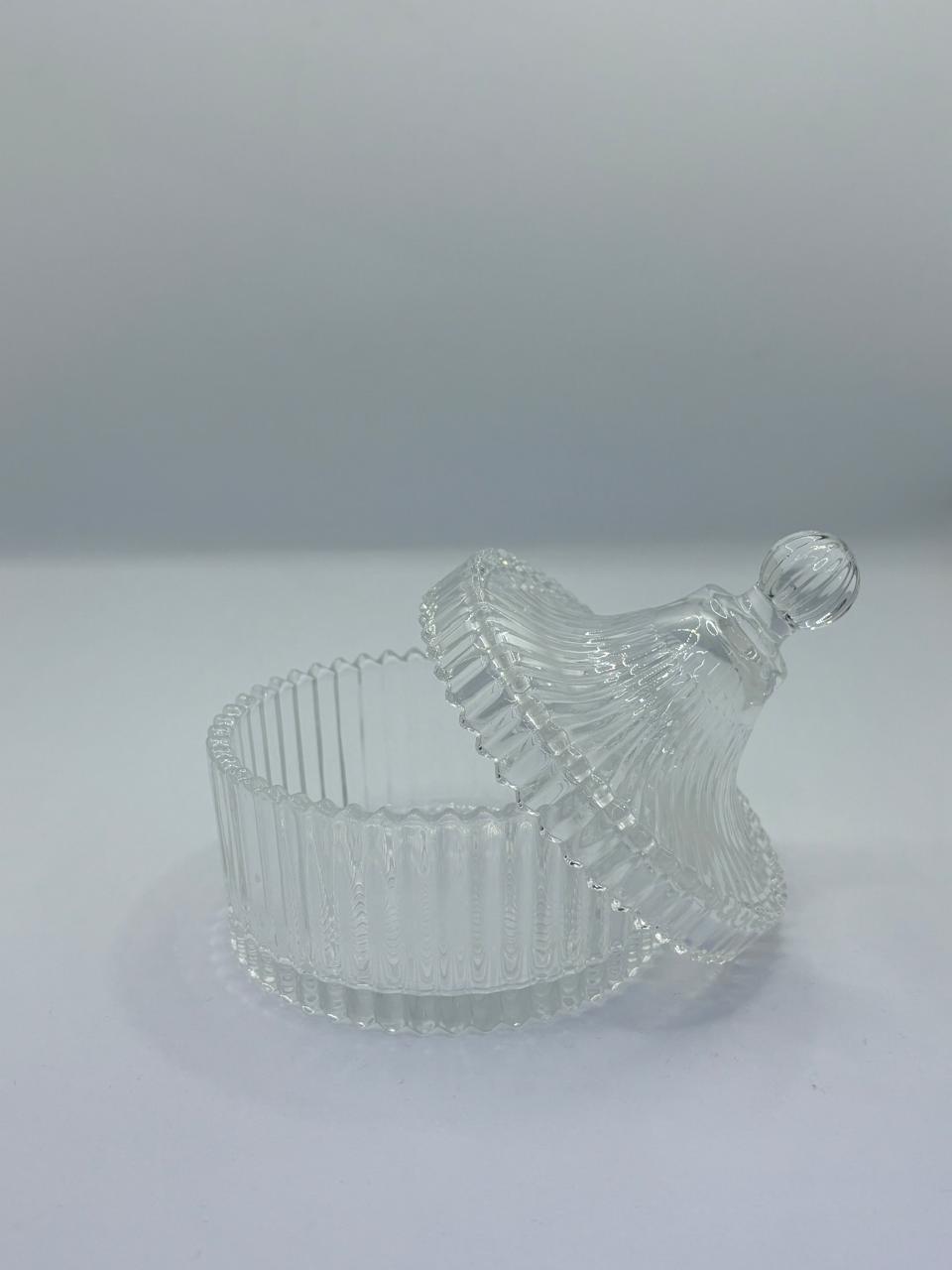 Royal Crown Crystal Candle Jar with Lid — Luxury Ribbed Glass