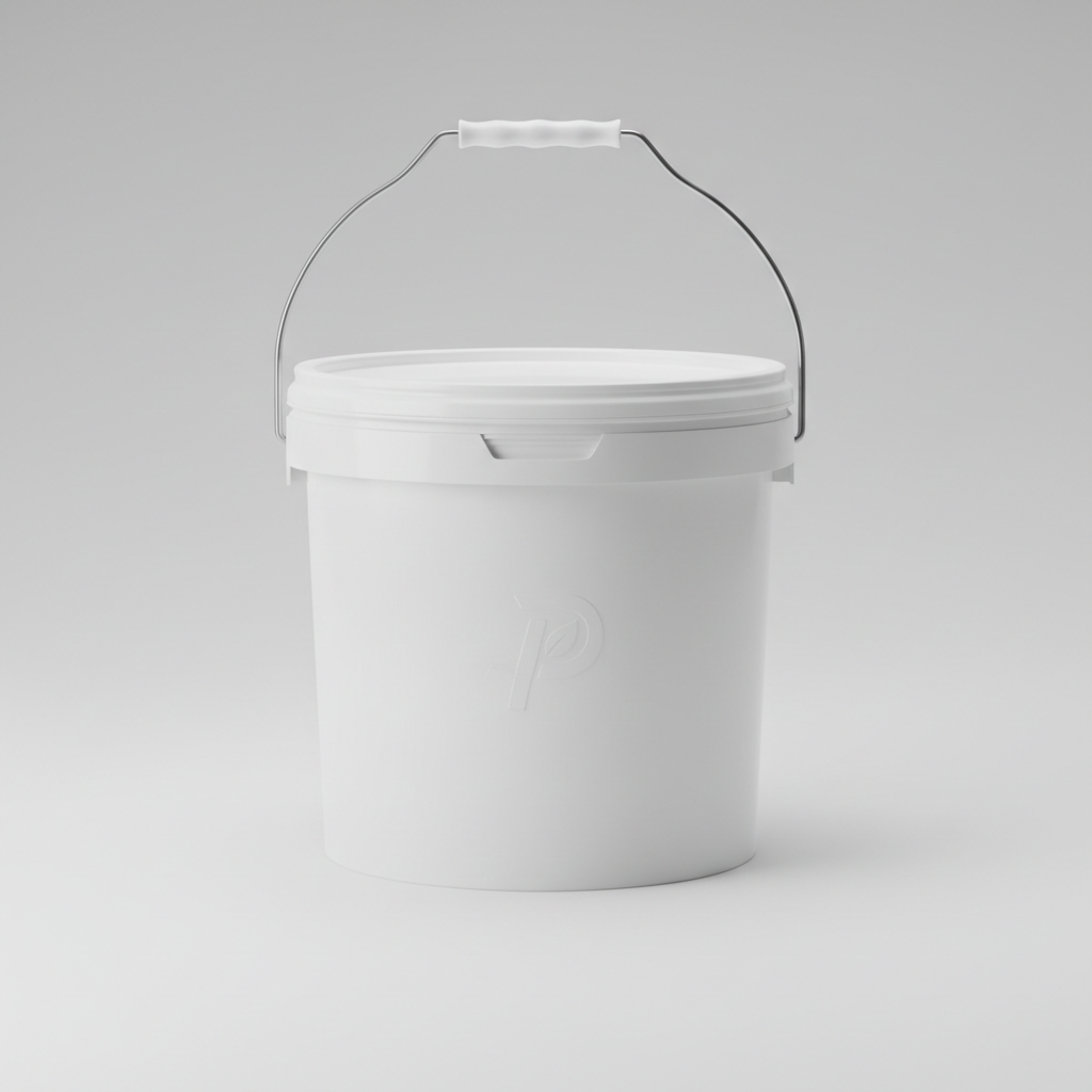 High Grade White Plastic Bucket – Front View