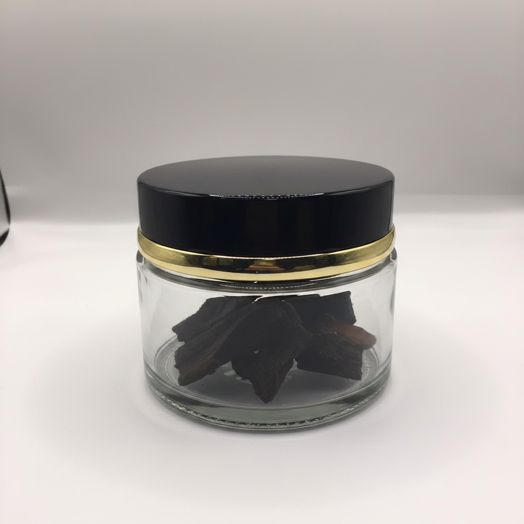 Clear glass Bakhoor jar – 45 degree angle shot