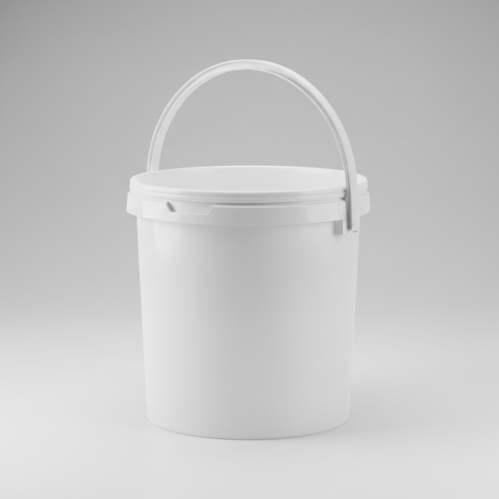 High Grade White Plastic Bucket – Angle View