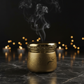 Golden Bakhoor Jar Dark Moody Studio