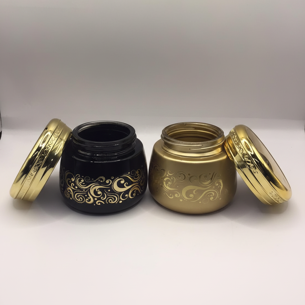 Gold Bakhoor jar with engraved floral motifs