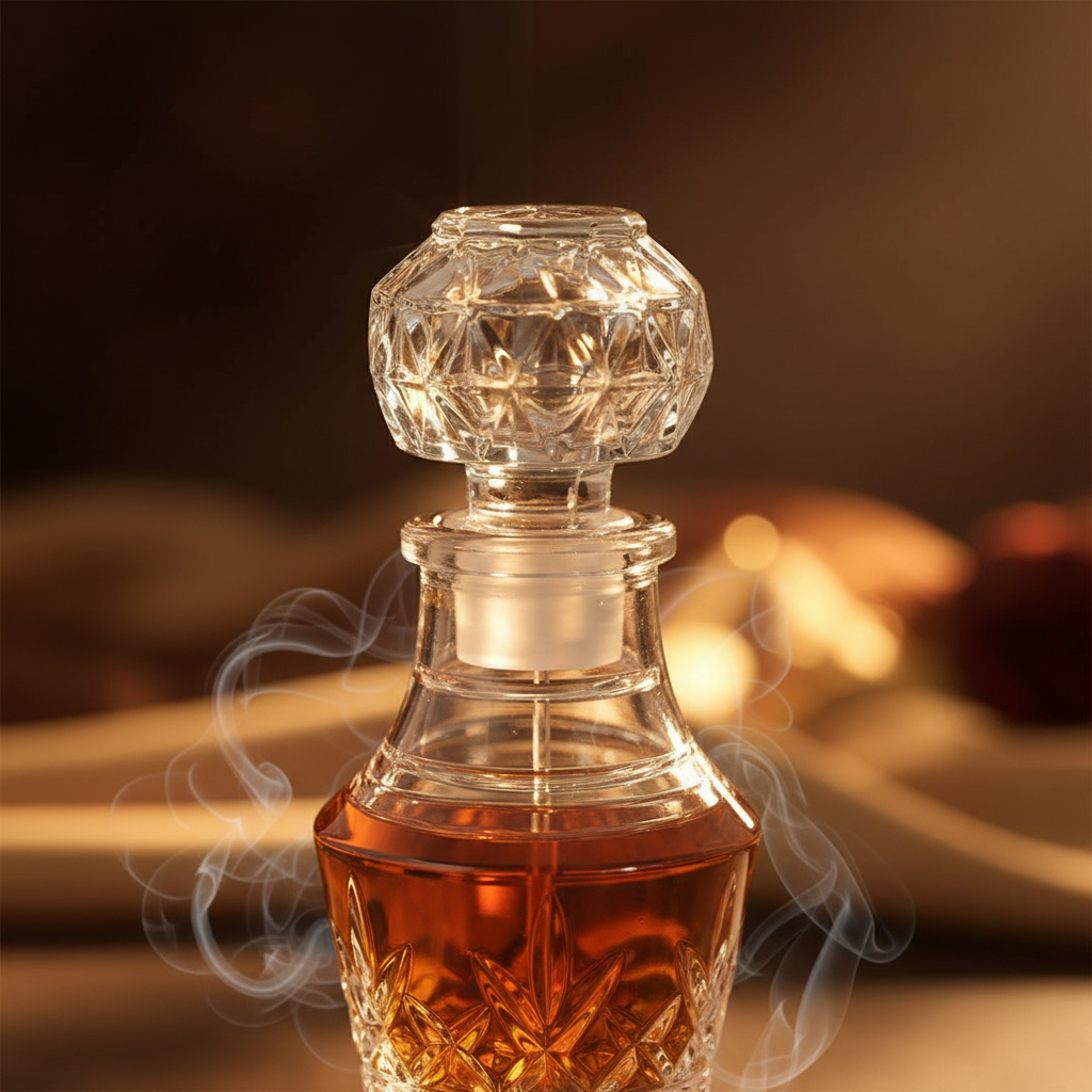 Diamond Cut Crystal Decanter - Detail Close-up Shot