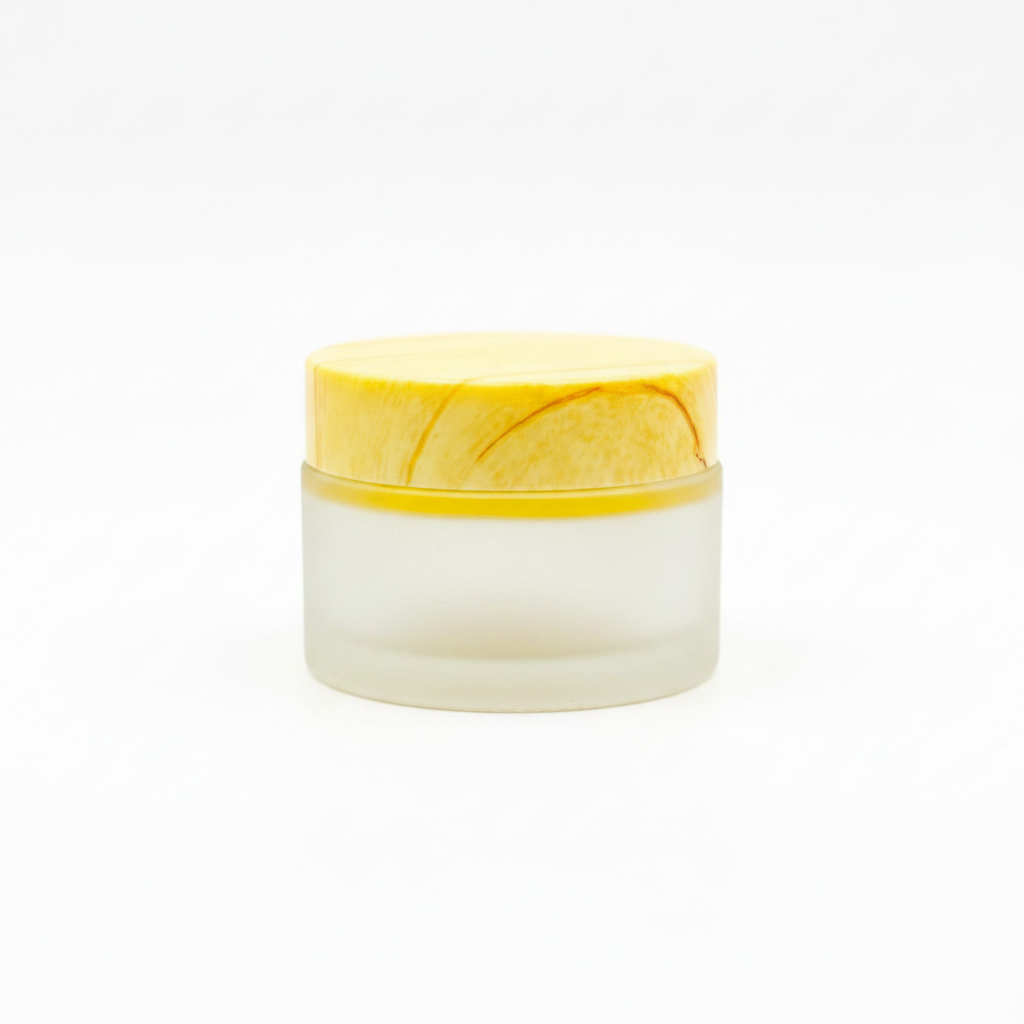 Single frosted glass jar - white background