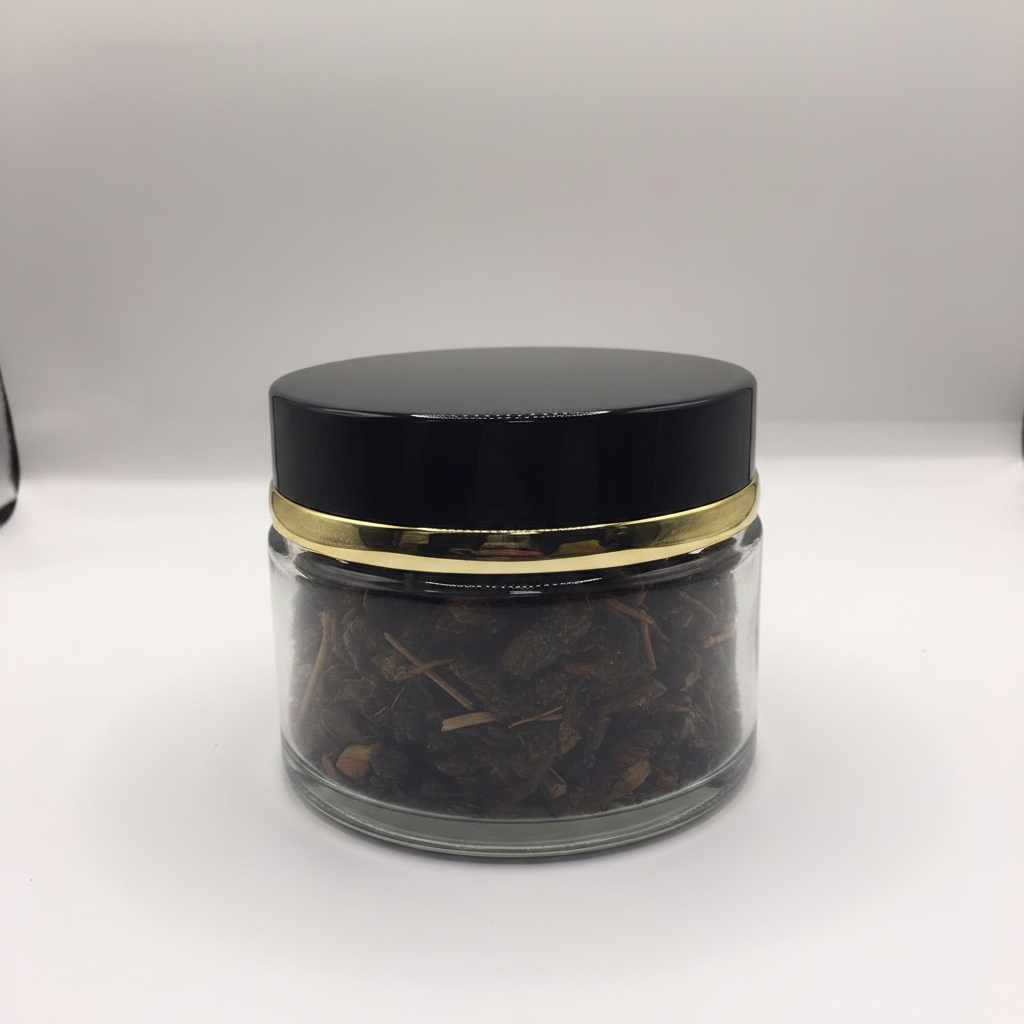 Clear glass Bakhoor jar – front studio shot