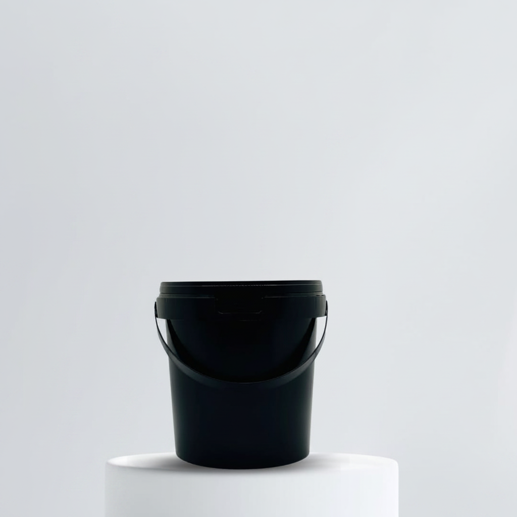 High Grade Black Plastic Bucket – Front View