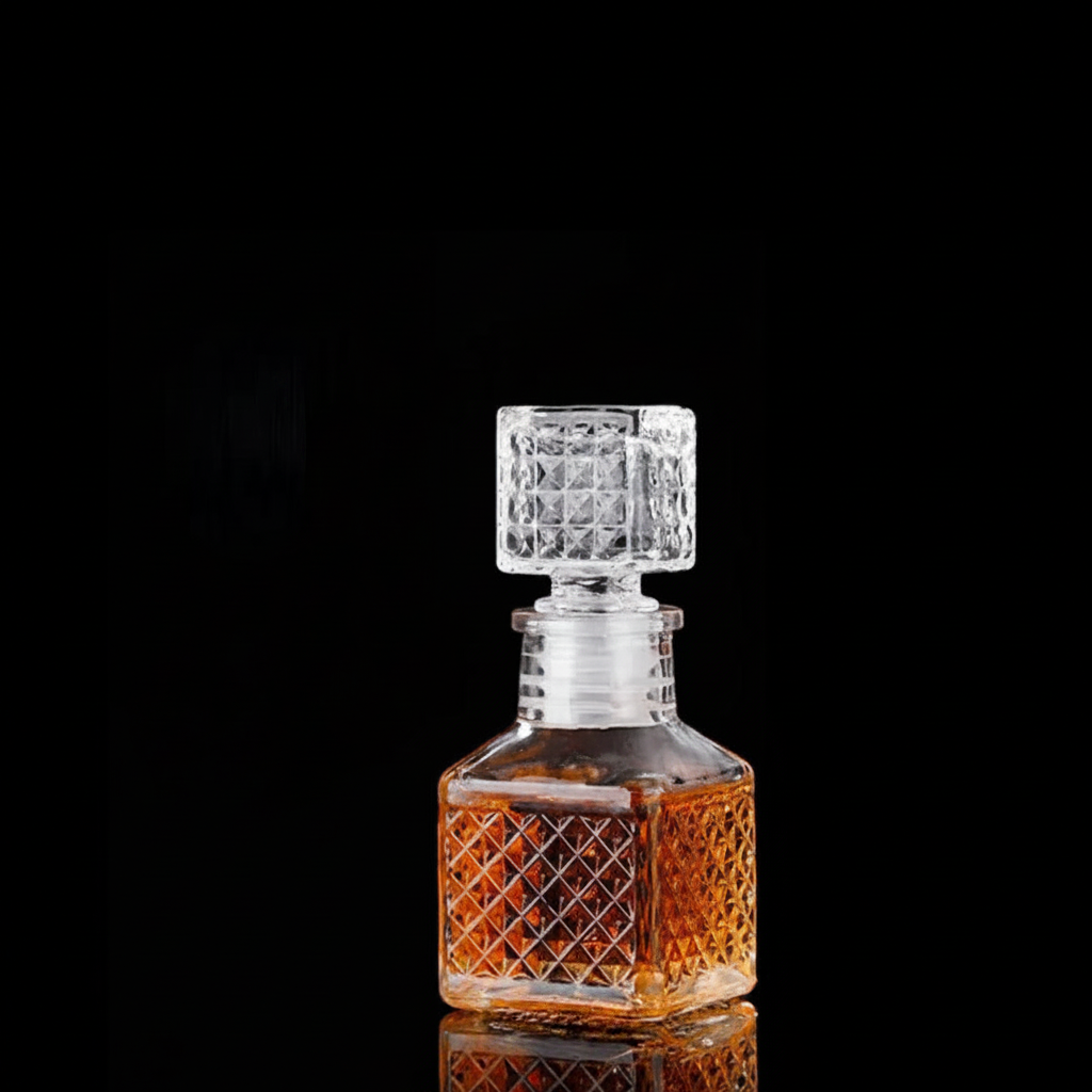 Diamond Cut Glass Decanter - Dark Luxury Background