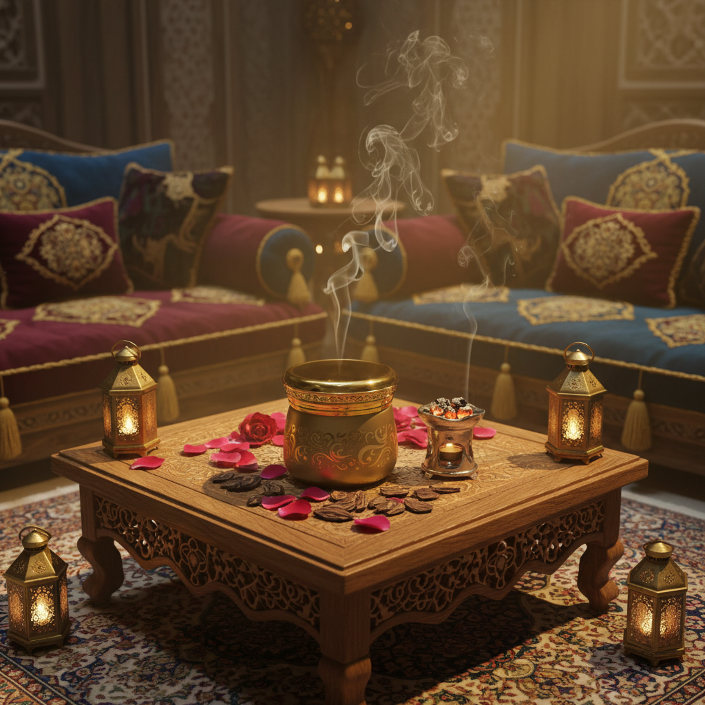 Golden Bakhoor Jar Arabian Majlis Lifestyle