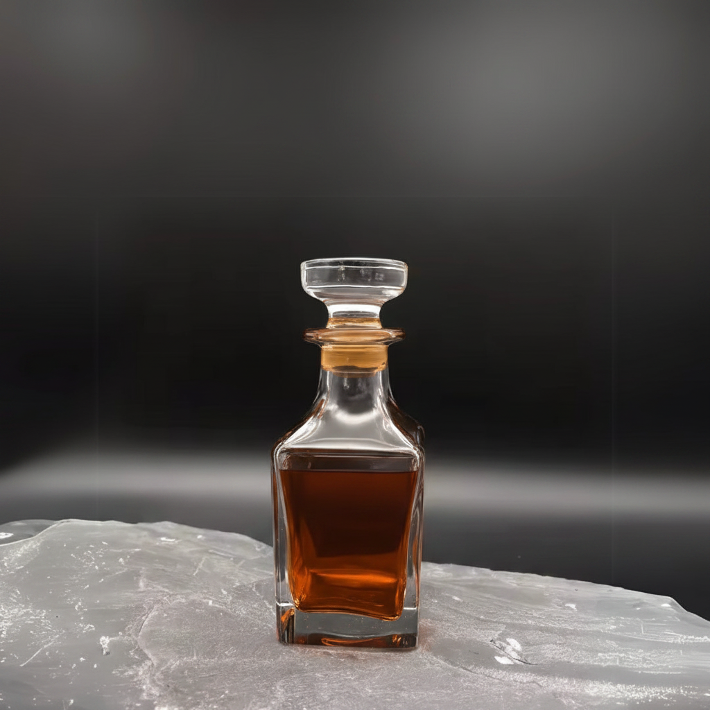 Square Glass Decanter - Dark Moody Studio Shot