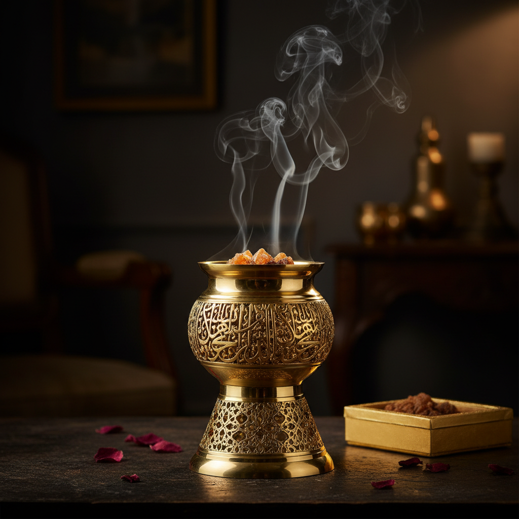 Luxury Bakhoor Incense Burner – Lifestyle with Smoke
