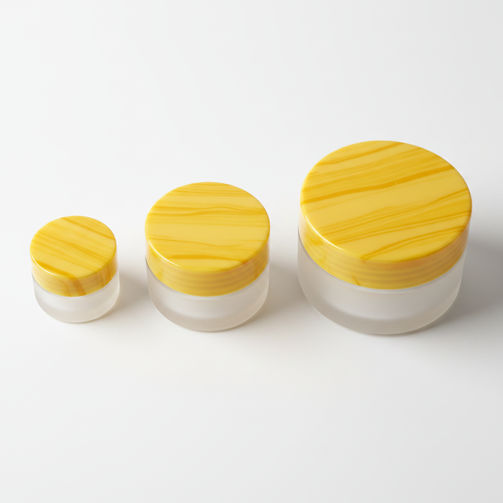 Frosted glass jar set - white background
