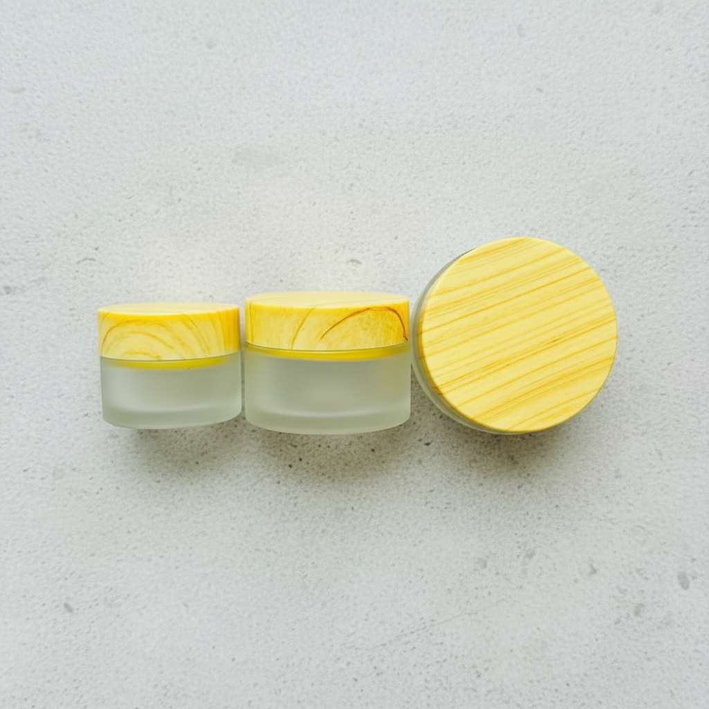 Frosted glass jar set - flat lay