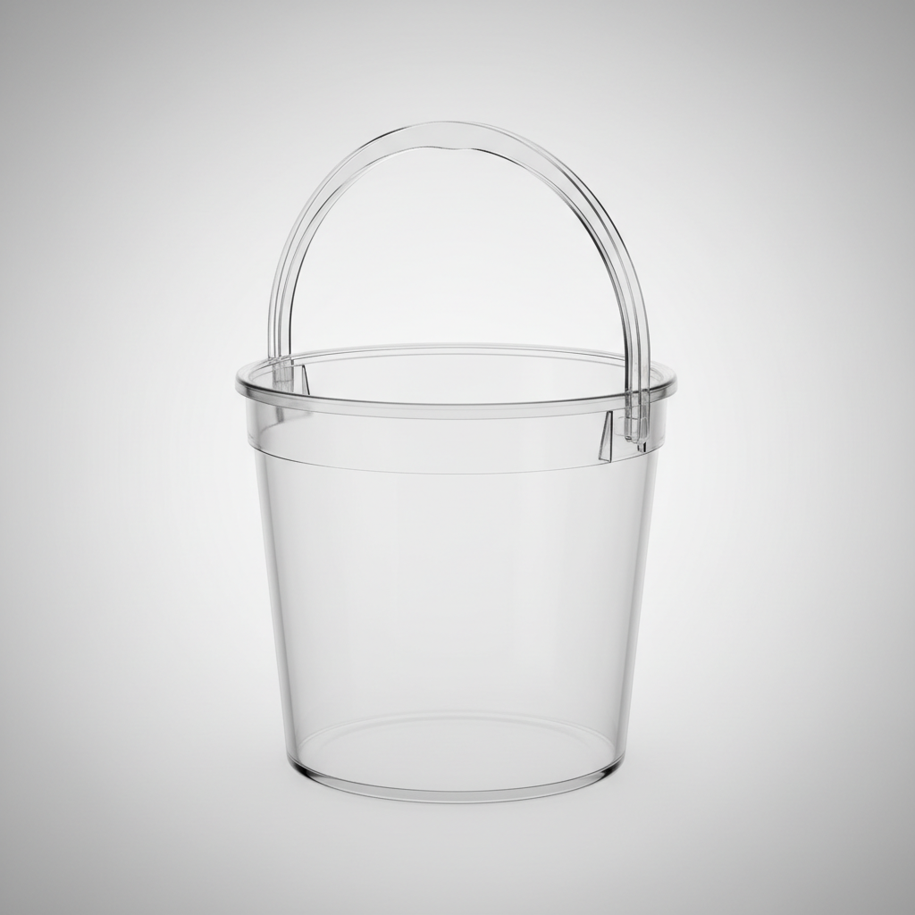 High Grade Clear Plastic Bucket – Angle View