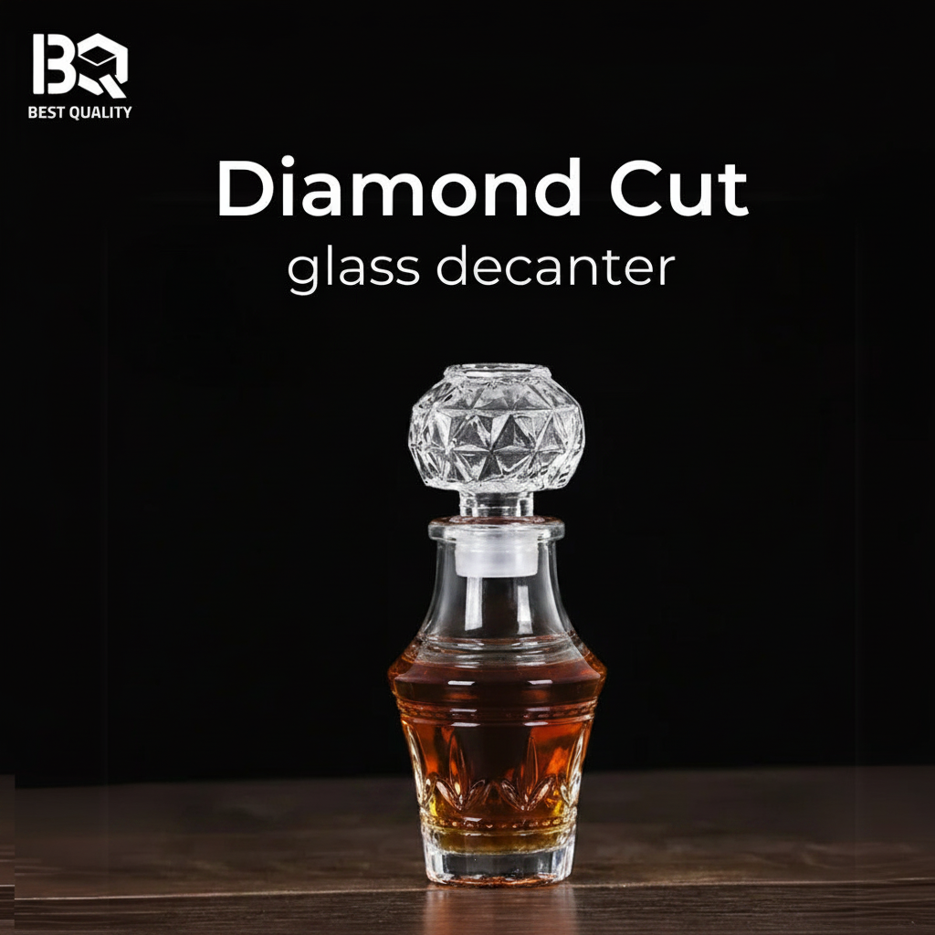 Diamond Cut Crystal Decanter - Dark Moody Background